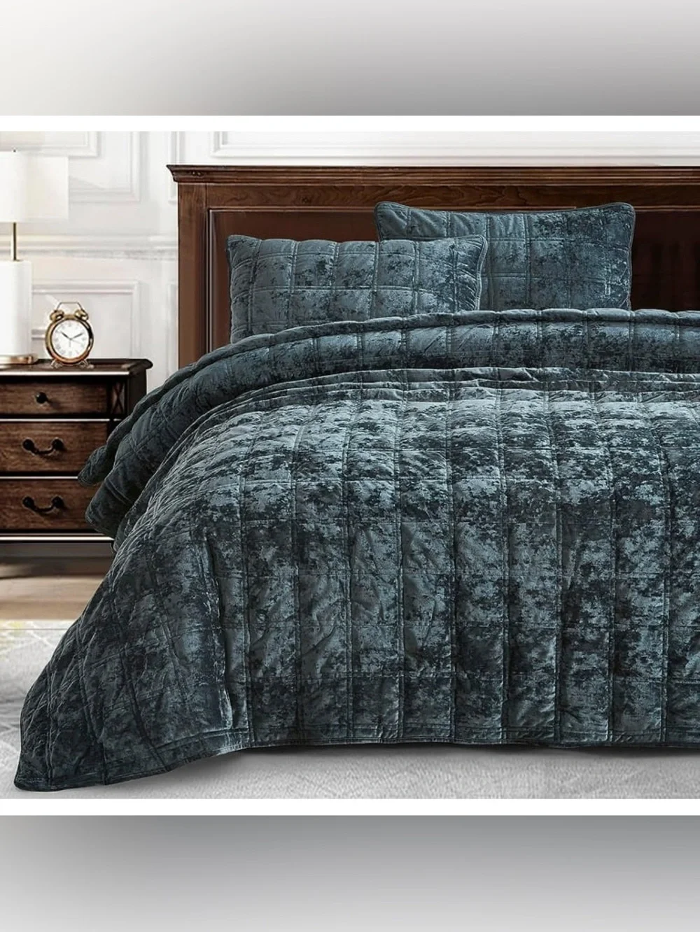 Plush Velvet king 3 piece Quilted Set
